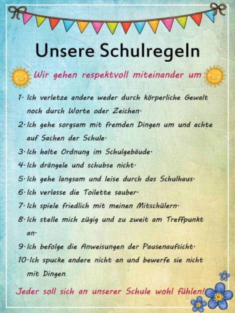 Das sind die Schulregeln der Grundschule Putzbrunn.